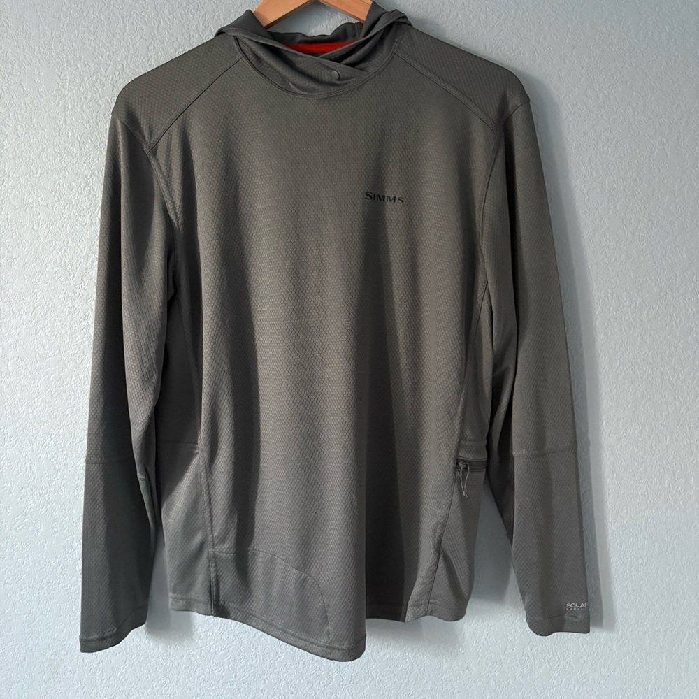 Simms Hoodie Solarflex UPF50 Pullover Hiking Layer Pockets